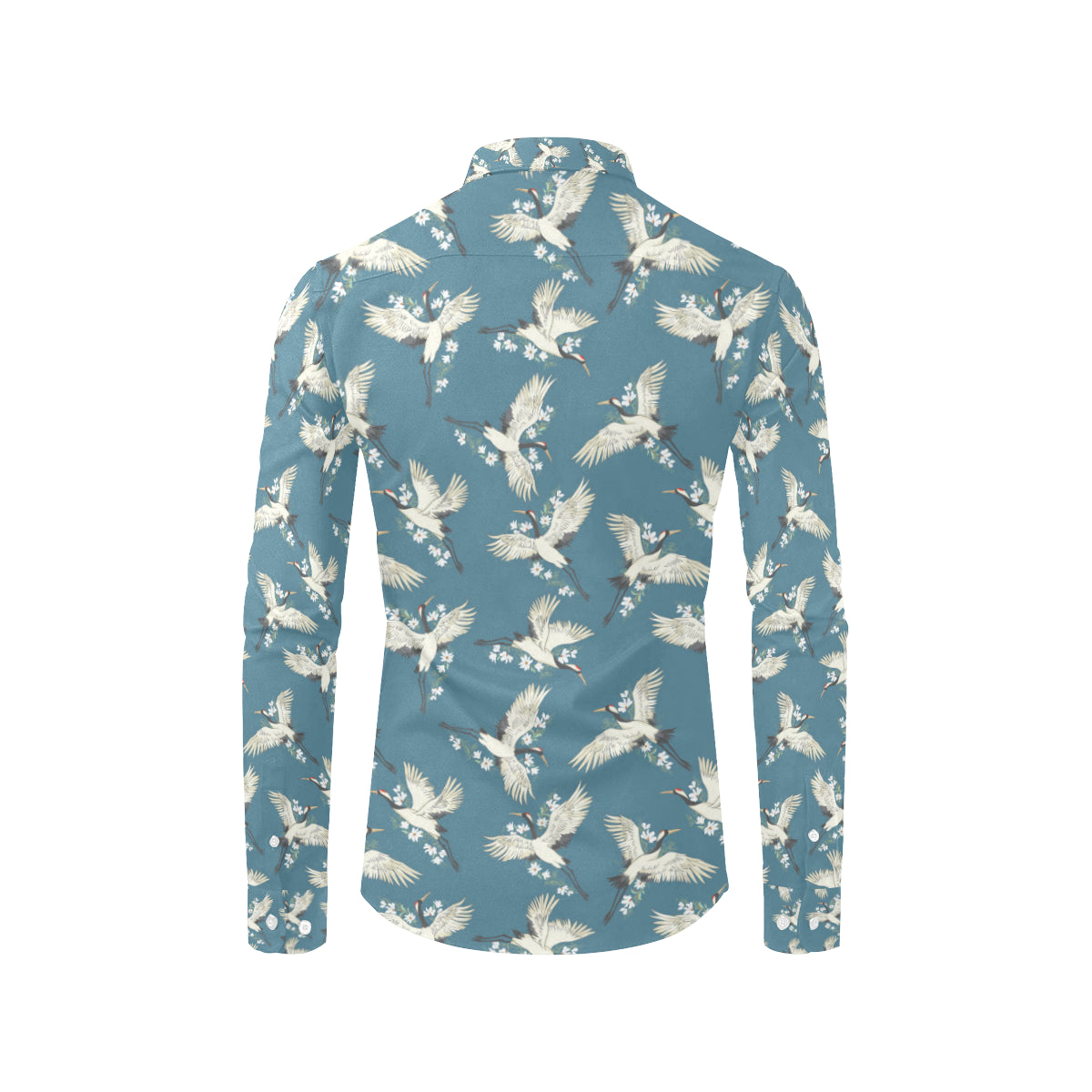 Crane Pattern Print Design 02 Men's Long Sleeve Shirt