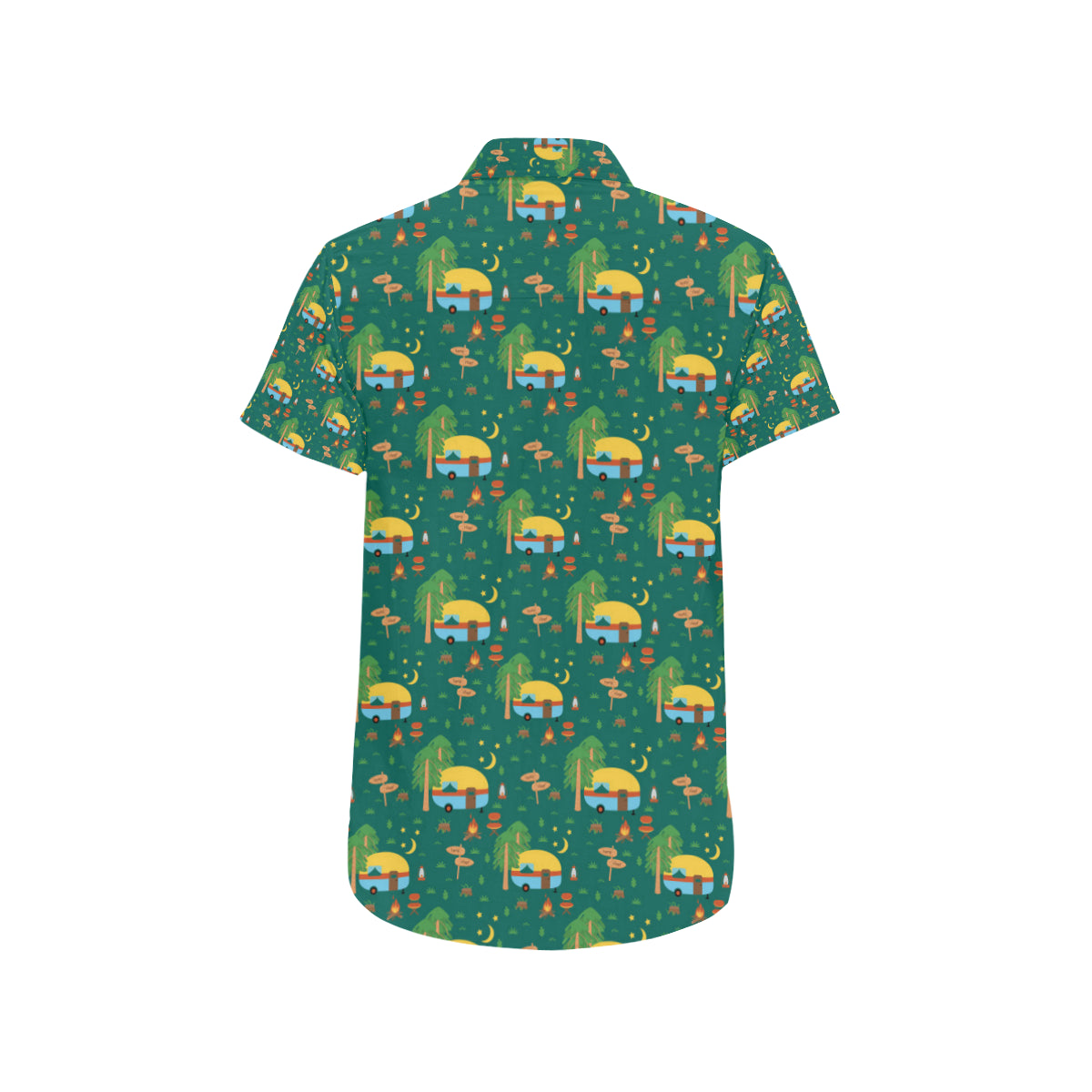 Camping Camper Pattern Print Design 06 Men's Short Sleeve Button Up Shirt