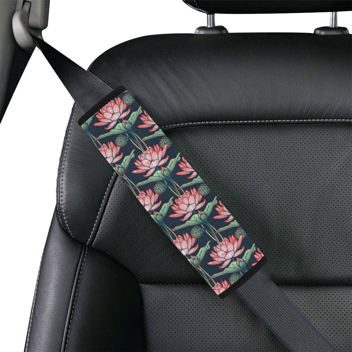 Water Lily Pattern Print Design WL03 Car Seat Belt Cover
