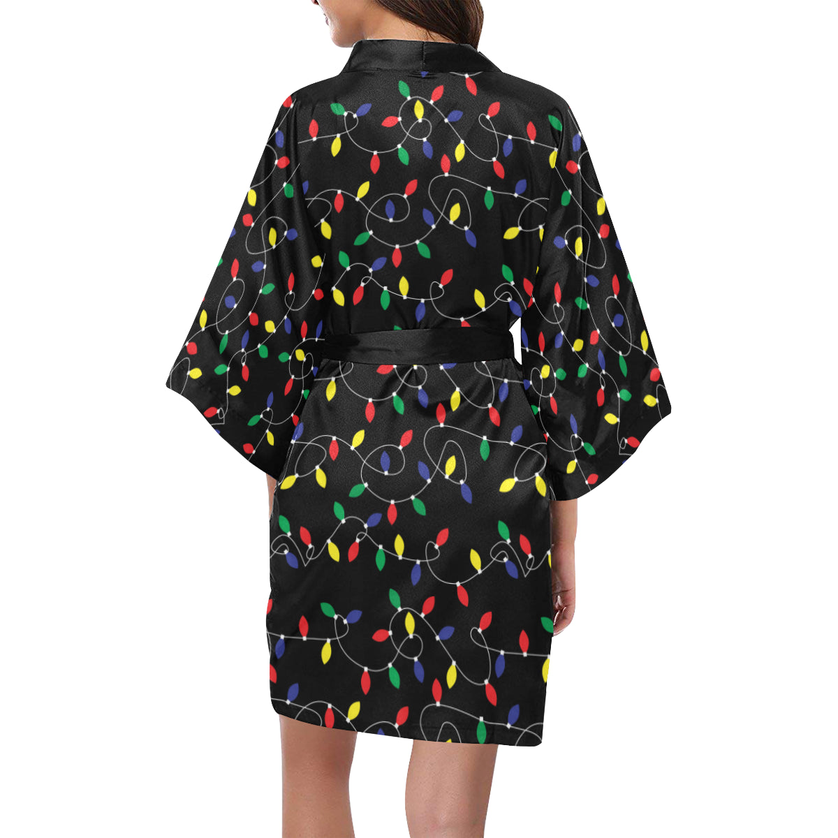 Christmas Light Pattern Print Design 04 Women's Short Kimono