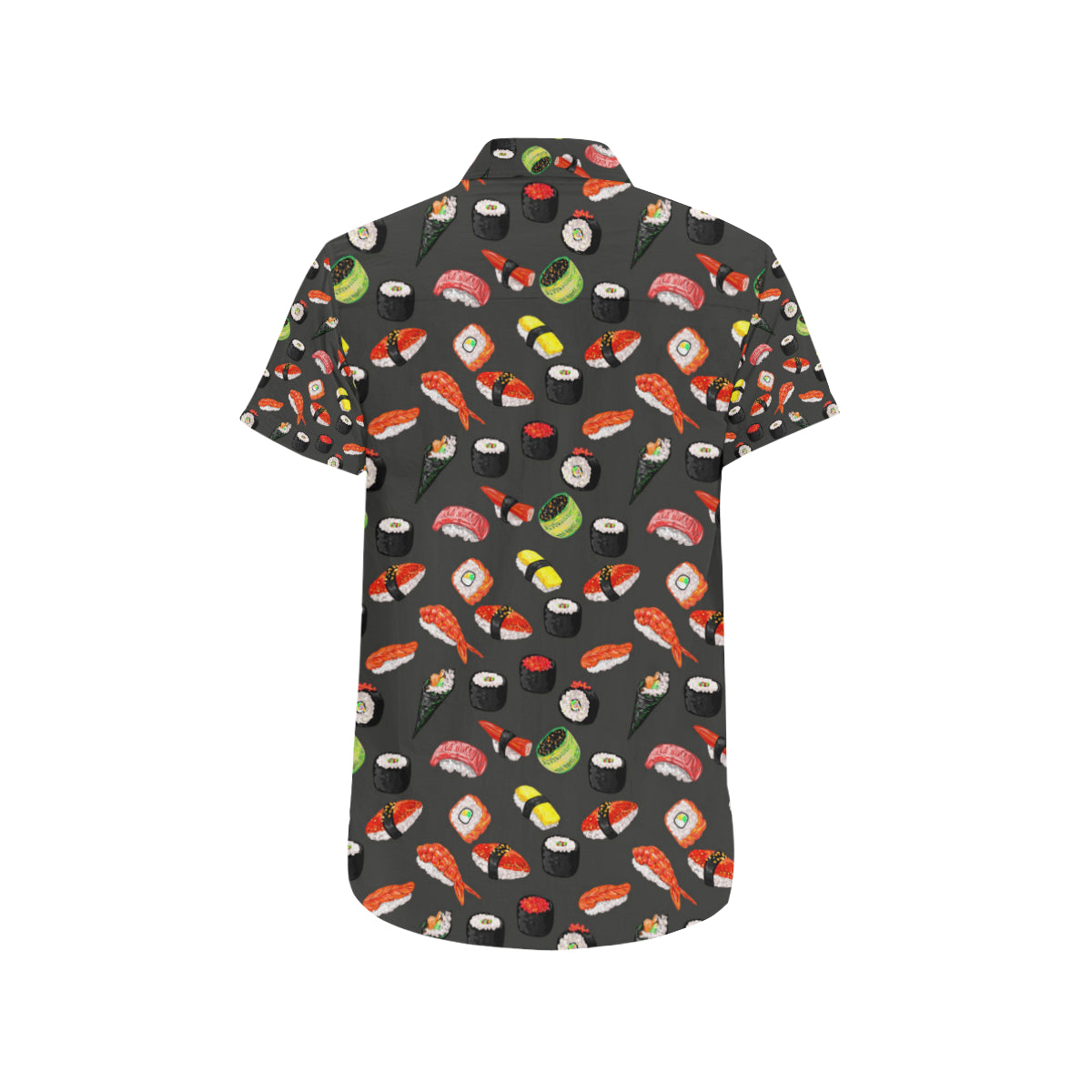 Sushi Design Print Men's Short Sleeve Button Up Shirt