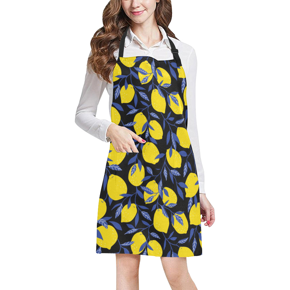 Lemon Pattern Print Design LM01 Apron with Pocket