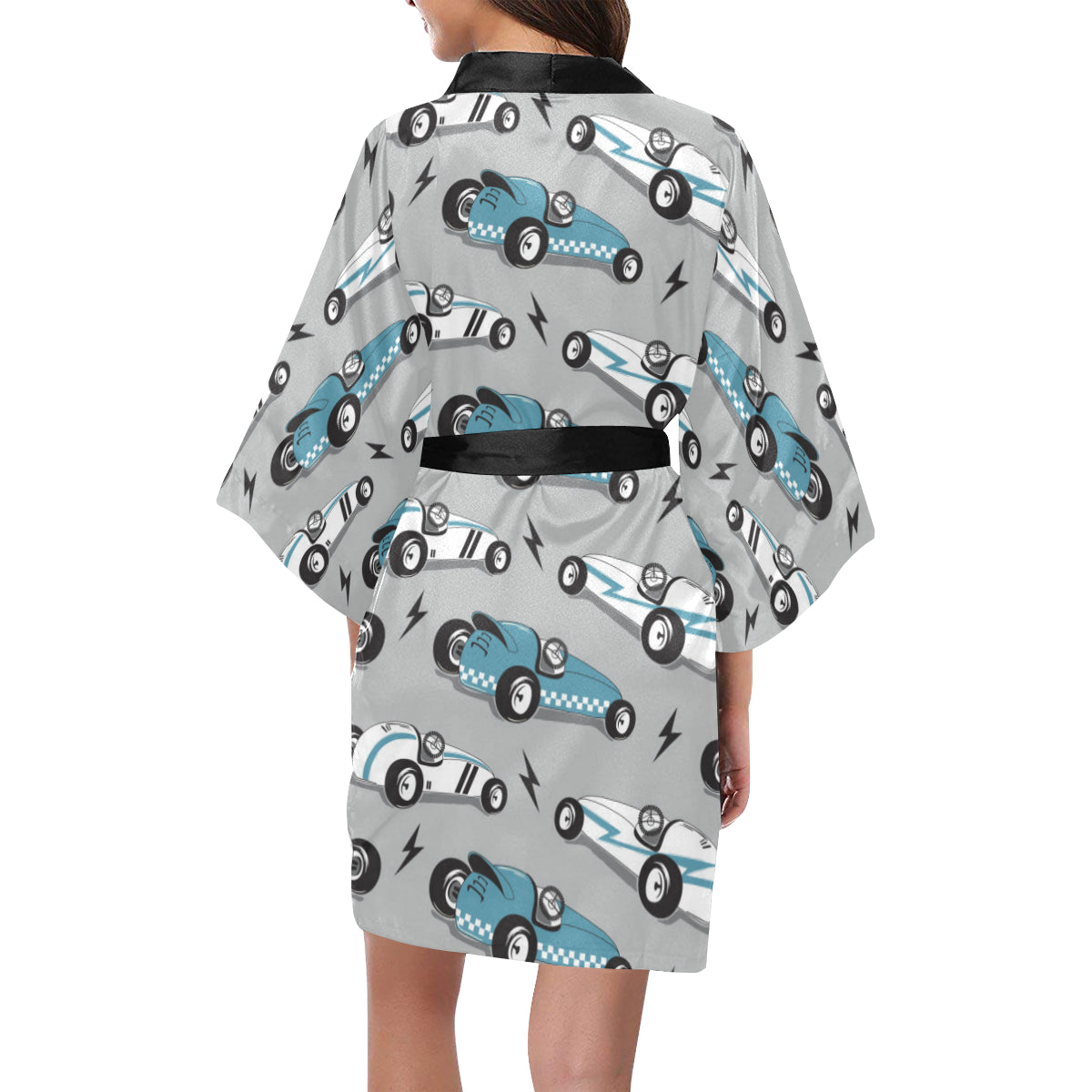 Racing Vintage Pattern Print Design A02 Women's Short Kimono