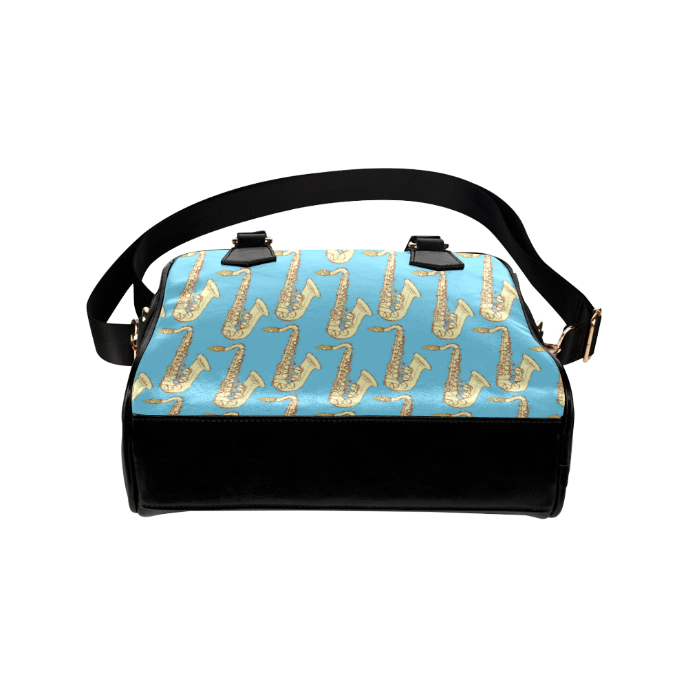 Saxophone Pattern Print Design 03 Shoulder Handbag