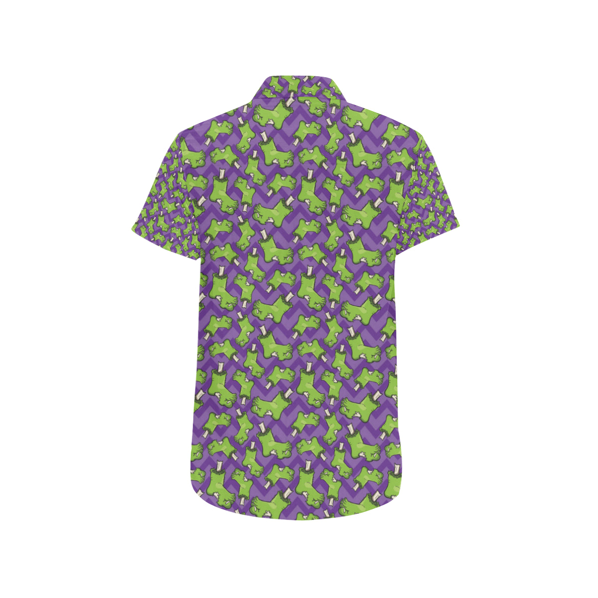 Zombie Foot Design Pattern Print Men's Short Sleeve Button Up Shirt