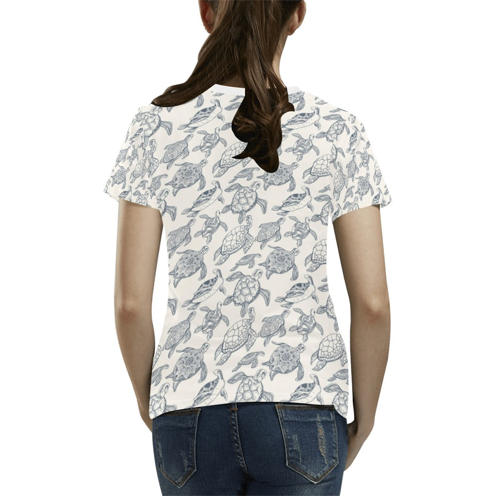 Sea Turtle Print Design LKS304 Women's T-shirt