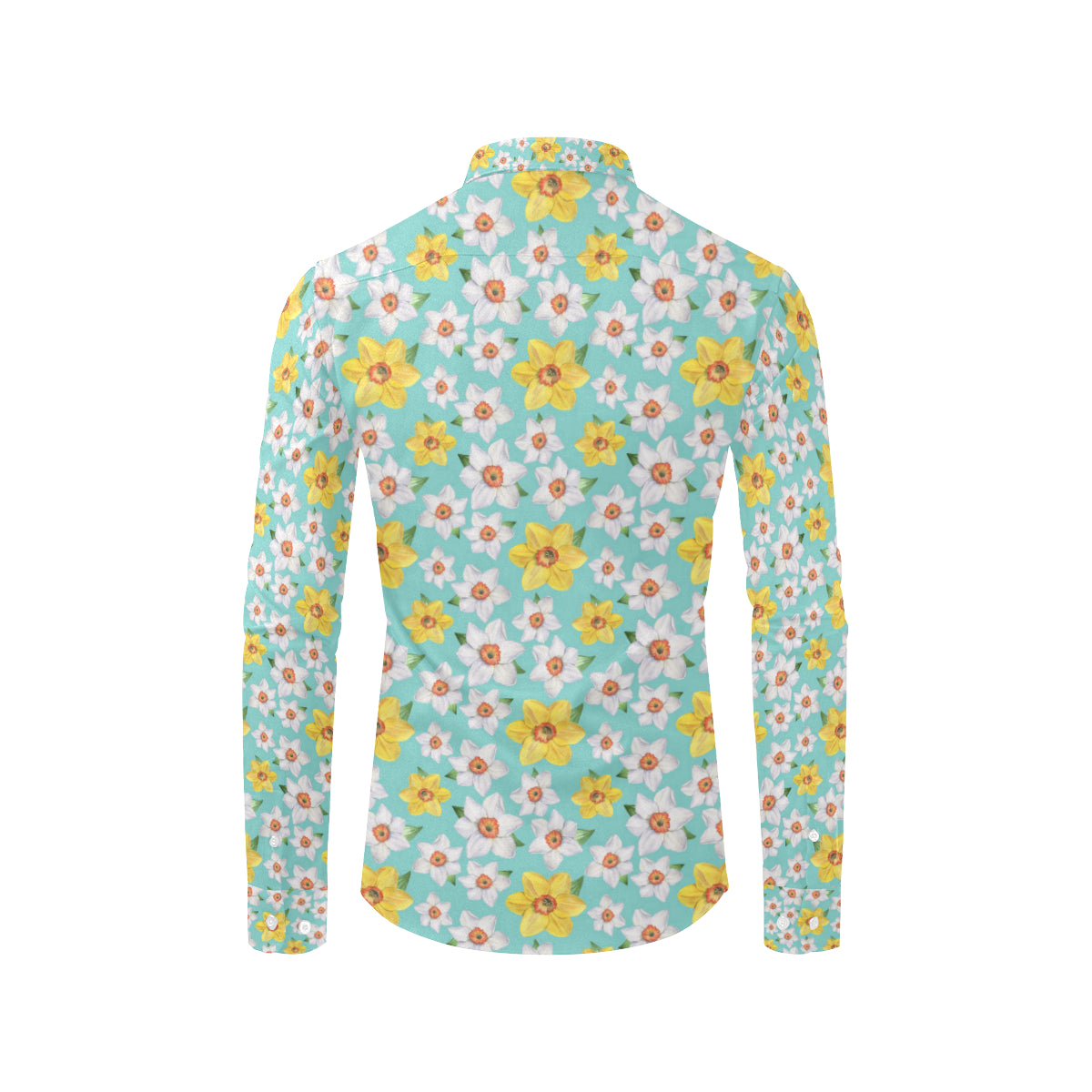 Daffodils Pattern Print Design 02 Men's Long Sleeve Shirt