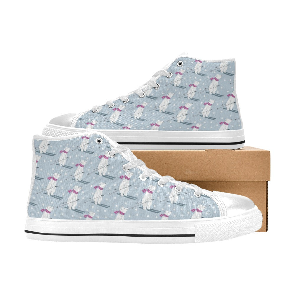 Ski Print Design LKS307 High Top Women's White Shoes