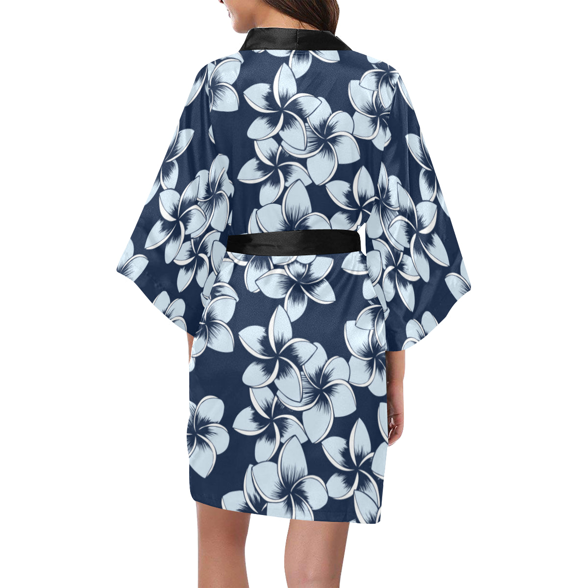 Plumeria Pattern Print Design A02 Women's Short Kimono