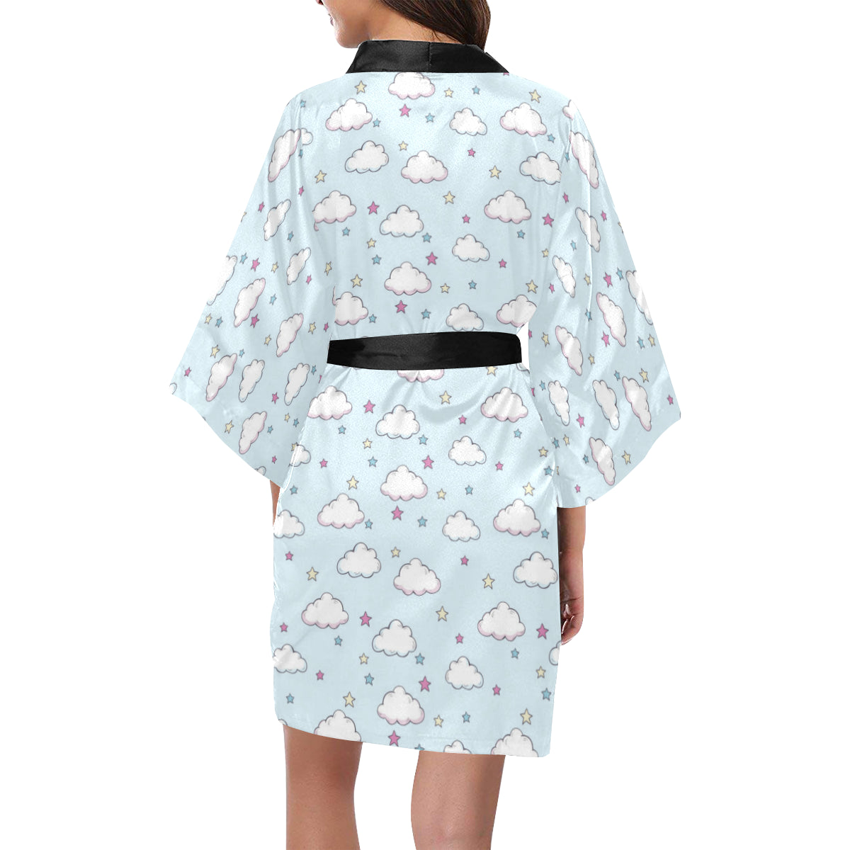 Cloud Pattern Print Design 01 Women's Short Kimono
