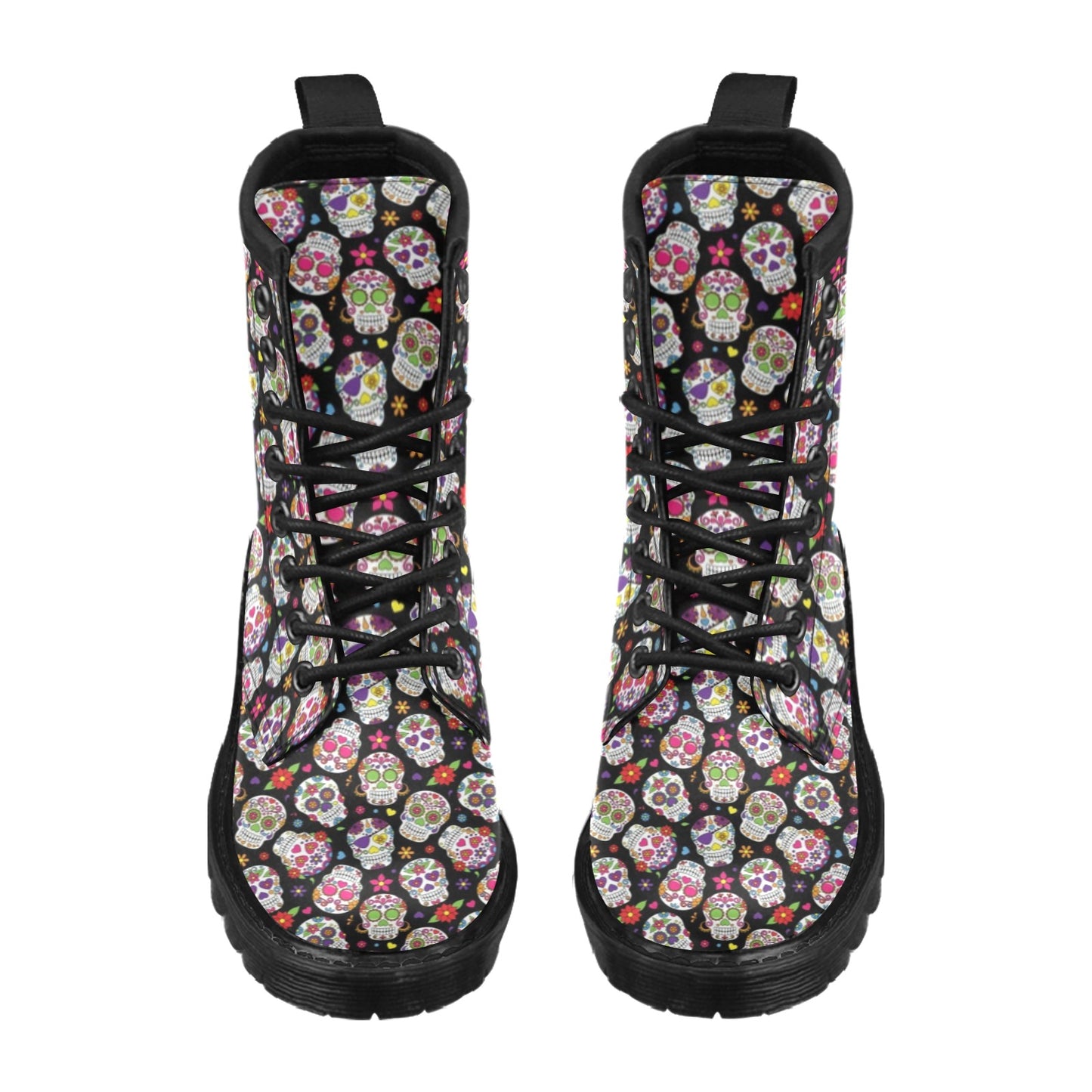 Sugar Skull Print Design LKS302 Women's Boots