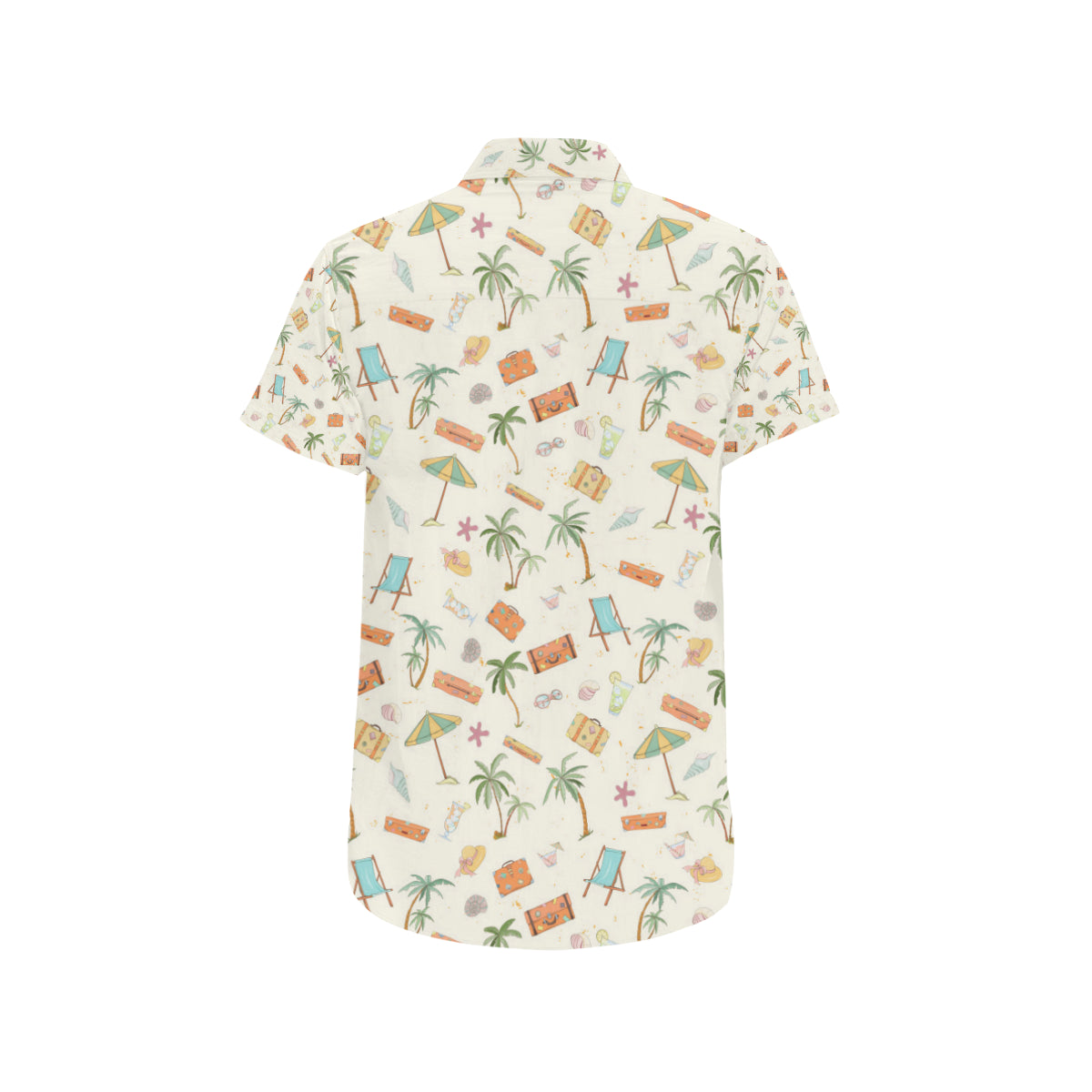 Beach Themed Pattern Print Design 05 Men's Short Sleeve Button Up Shirt
