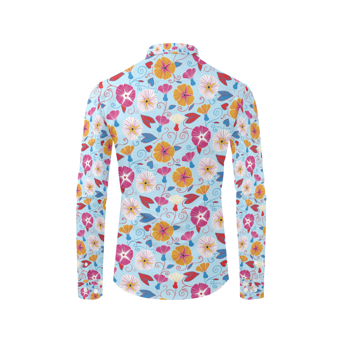 Morning Glory Pattern Print Design MG06 Men's Long Sleeve Shirt
