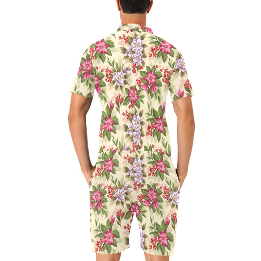 Summer Floral Pattern Print Design SF08 Men's Romper