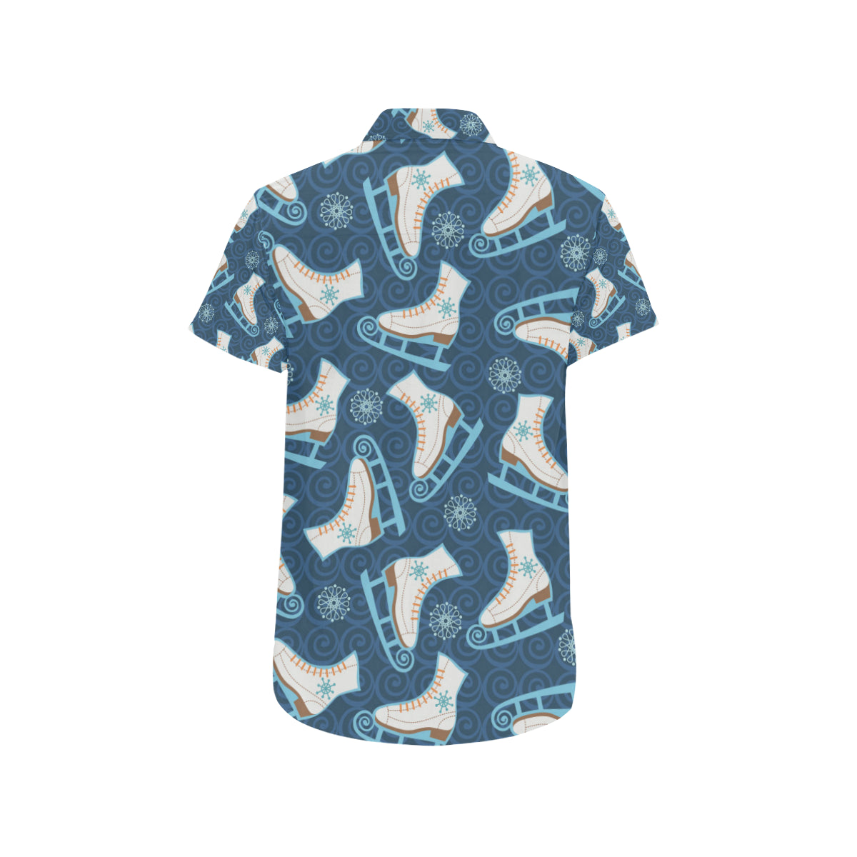 Ice Skate Pattern Print Design 01 Men's Short Sleeve Button Up Shirt