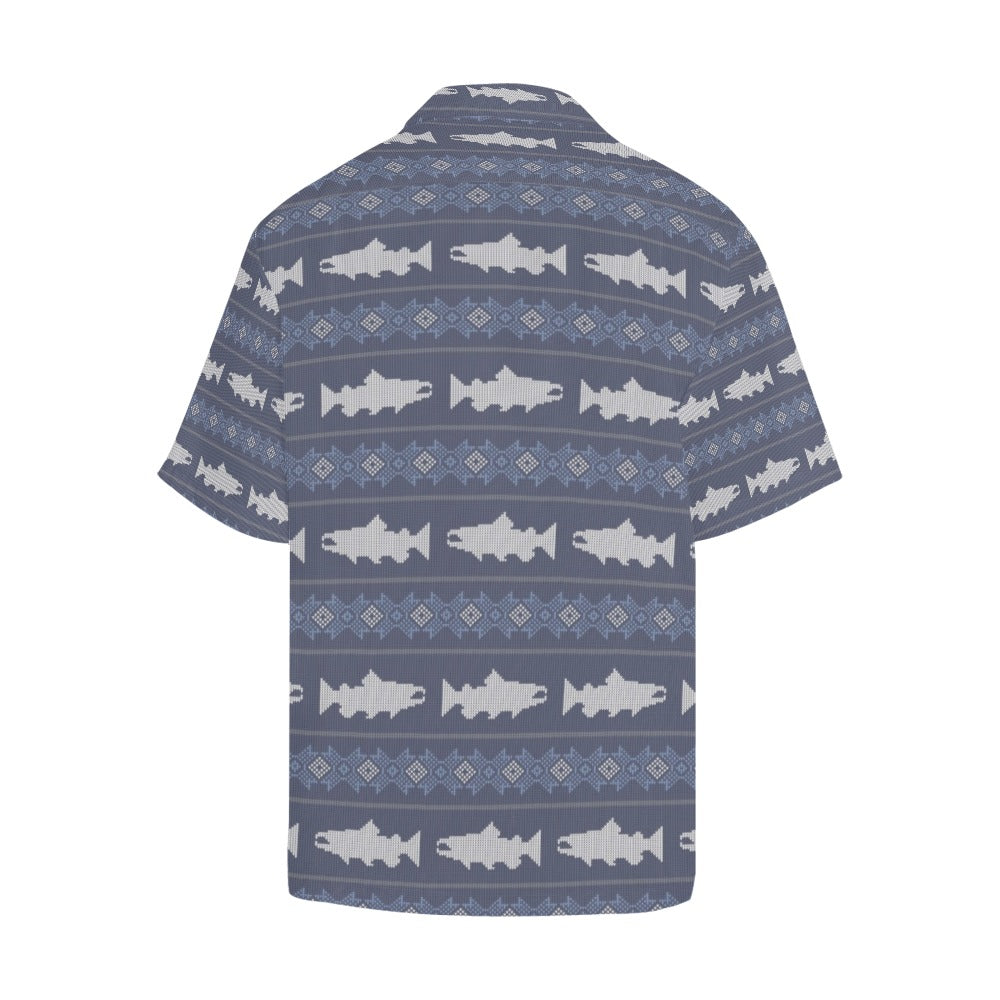 Salmon Fish Knit Style Print Design LKS304 Men's Hawaiian Shirt