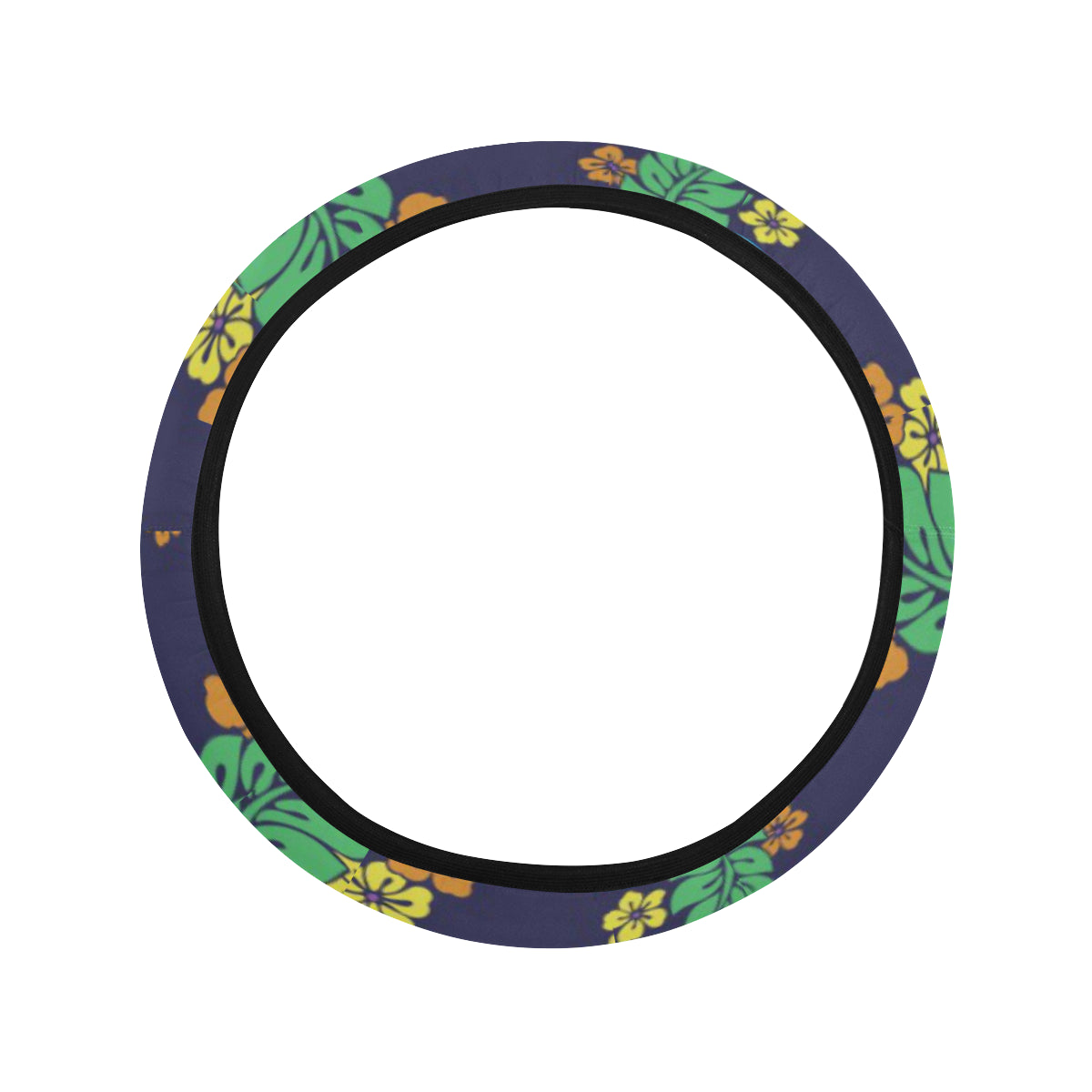 Hawaiian Themed Pattern Print Design H03 Steering Wheel Cover with Elastic Edge