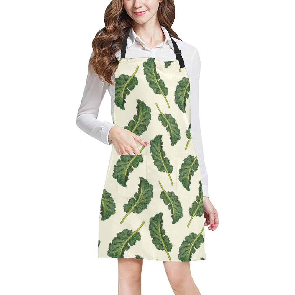 Kale Pattern Print Design 03 Apron with Pocket