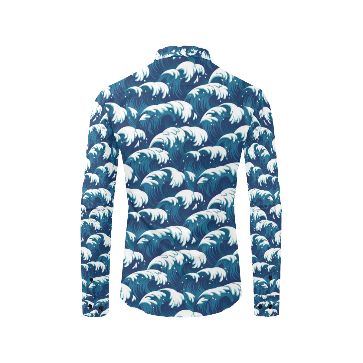 Ocean Wave Pattern Print Men's Long Sleeve Shirt