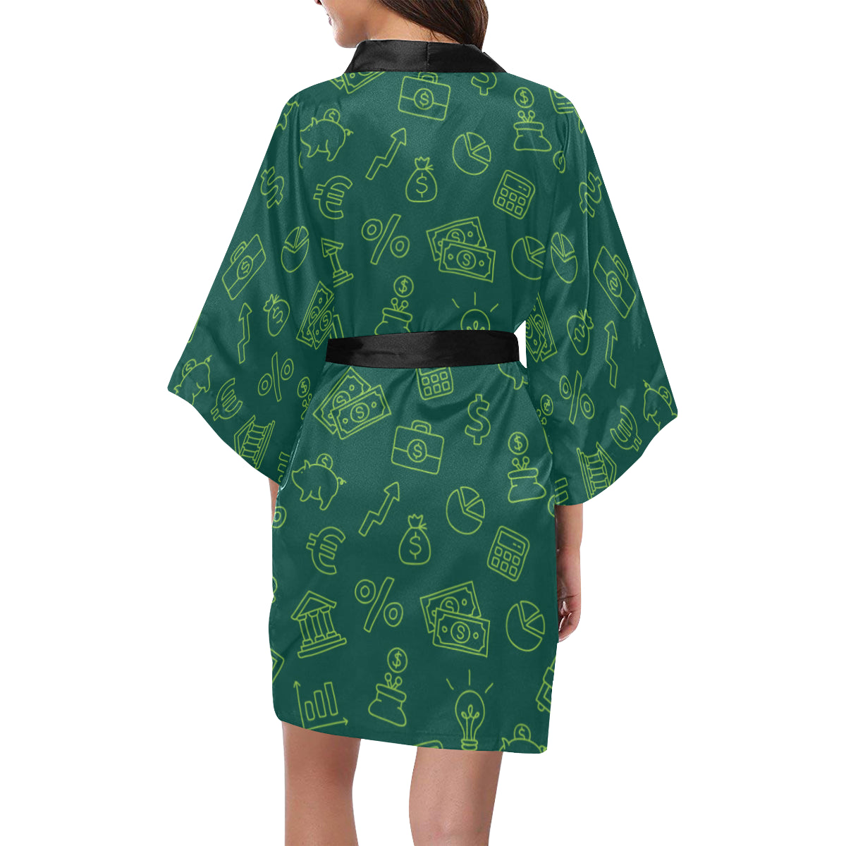Accounting Financial Pattern Print Design 02 Women's Short Kimono