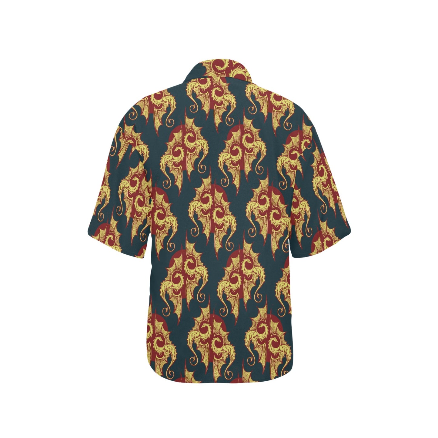 Dragons Gold Design Pattern Women's Hawaiian Shirt