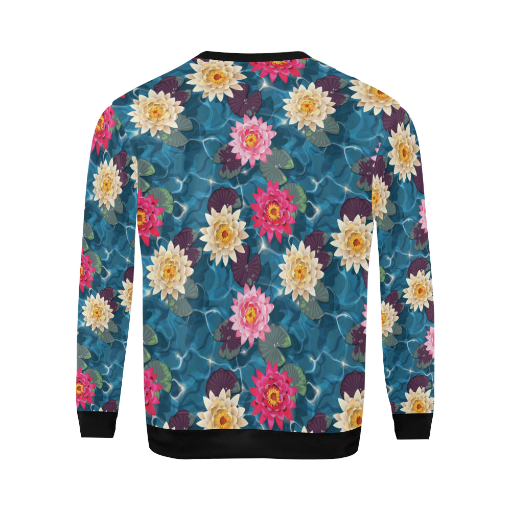 Water Lily Pattern Print Design WL05 Men Long Sleeve Sweatshirt