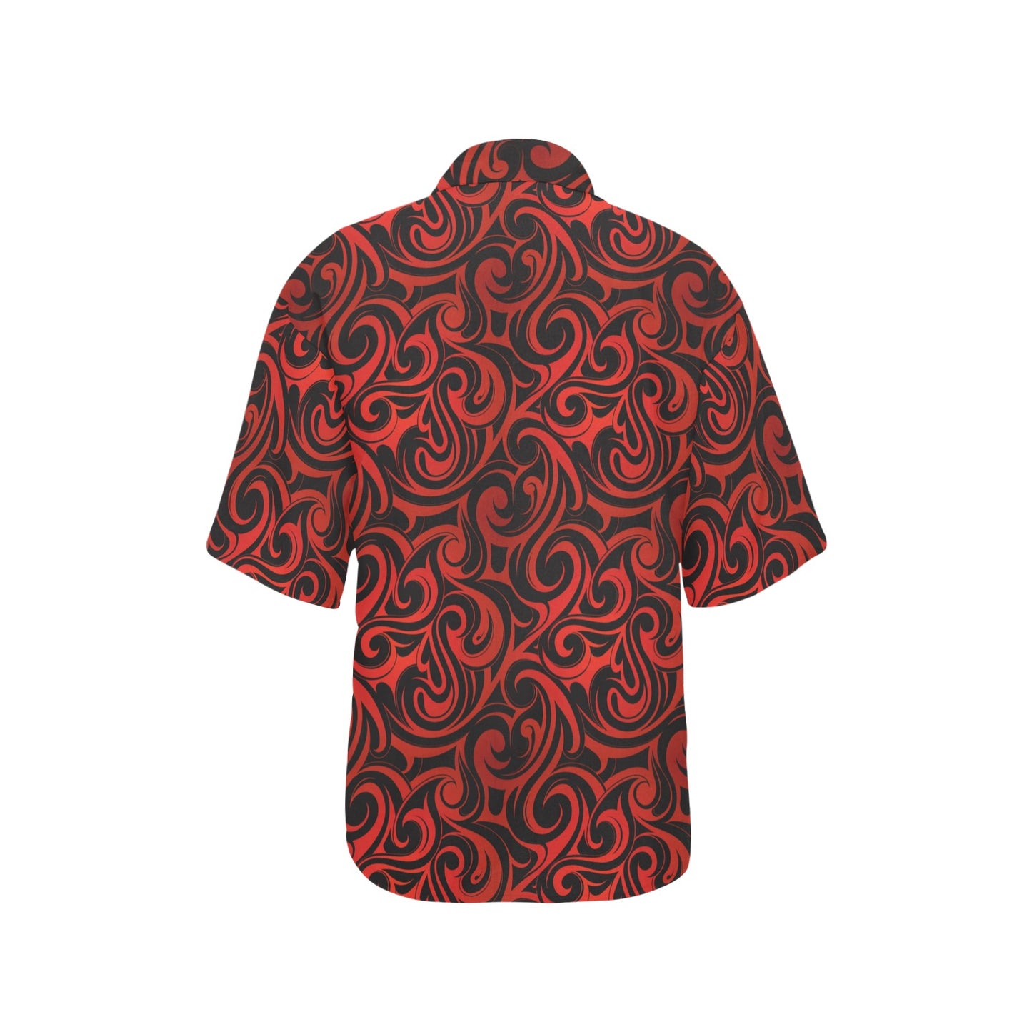 Maori Red Black Themed Design Women's Hawaiian Shirt