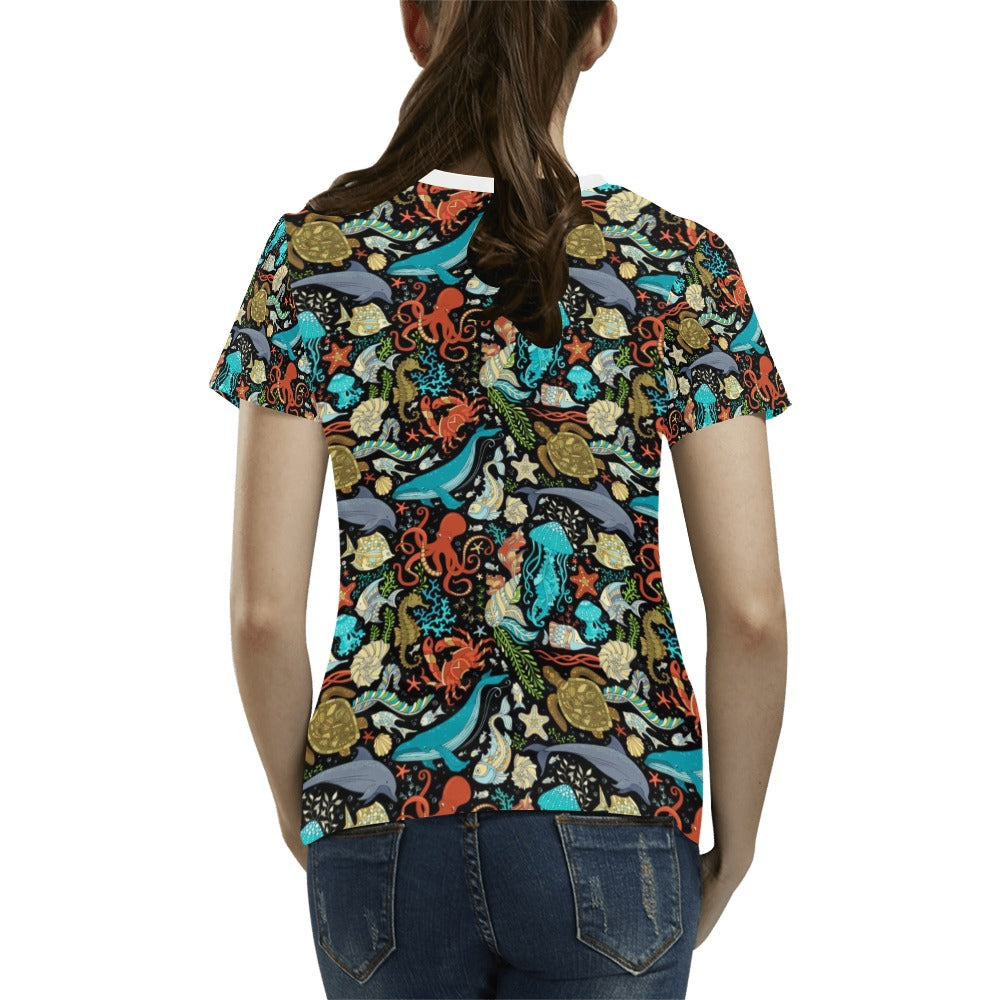 Underwater Animal Print Design LKS301 Women's T-shirt
