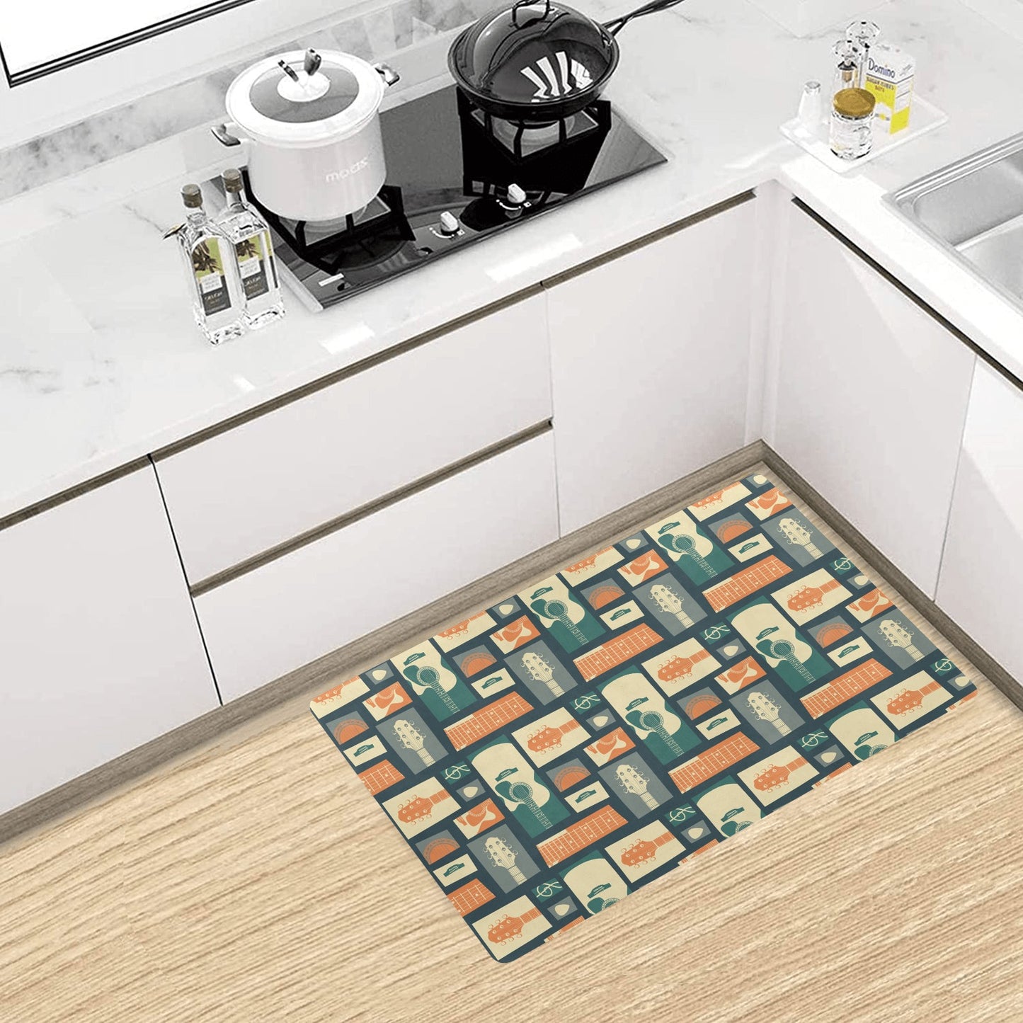 Acoustic Guitar Pattern Print Design 02 Kitchen Mat