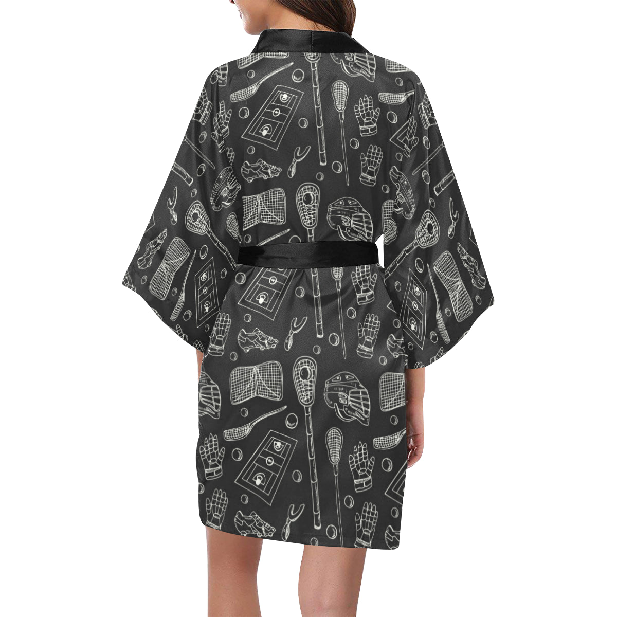 Lacrosse Pattern Print Design 01 Women's Short Kimono