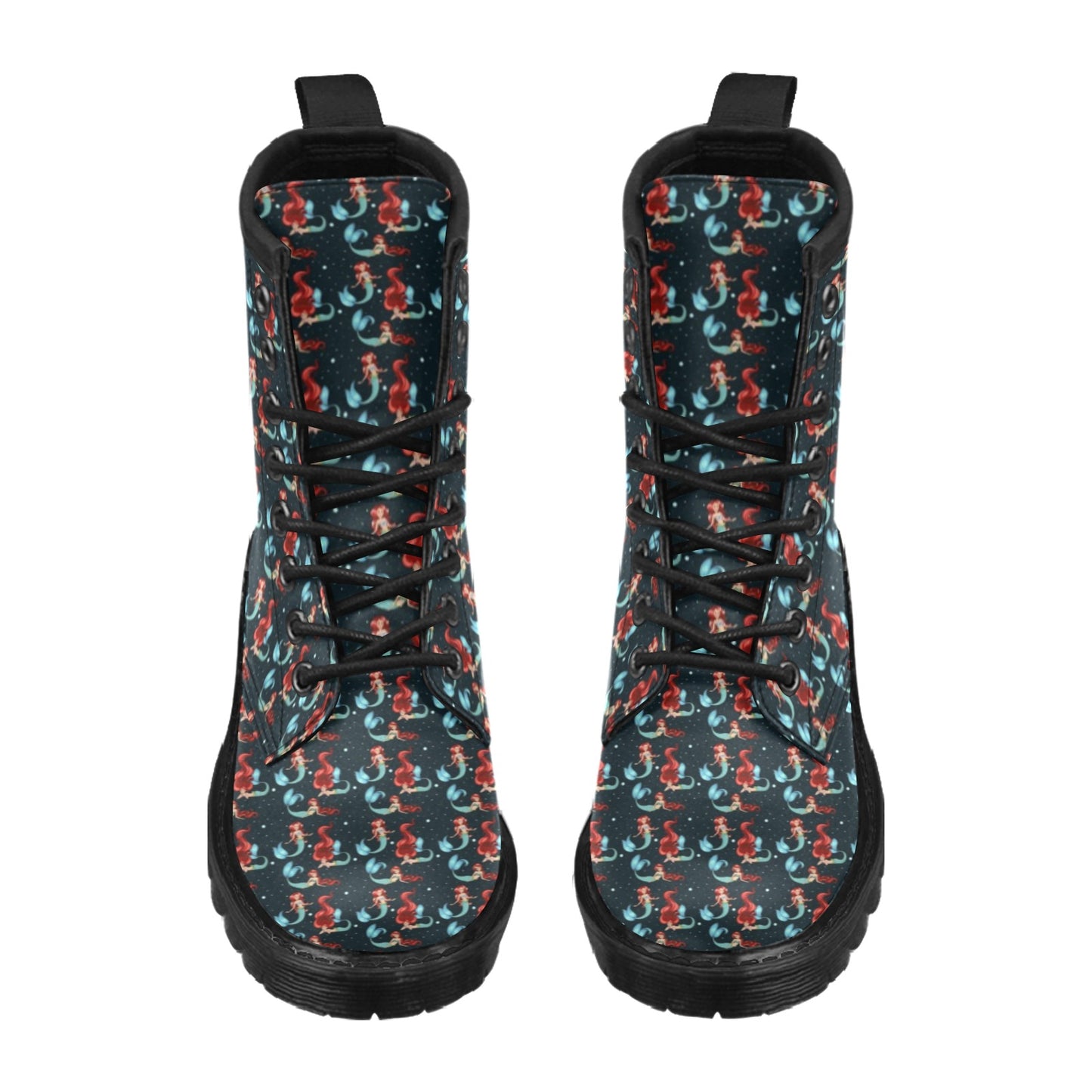 Mermaid Girl Themed Design Print Women's Boots