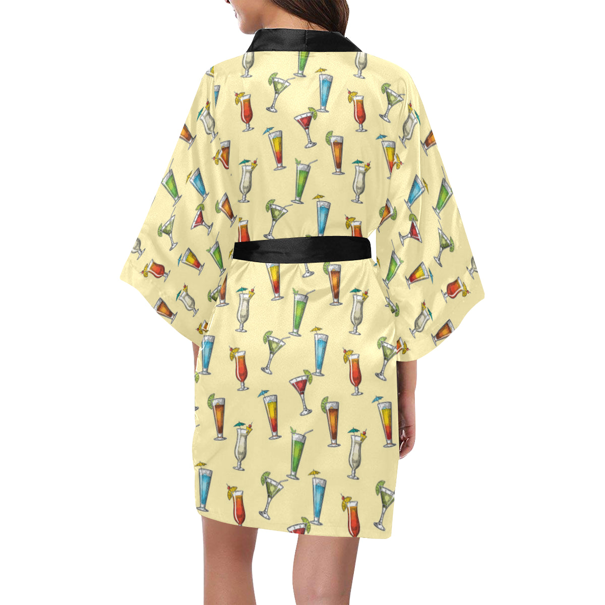Cocktail Pattern Print Design 02 Women's Short Kimono