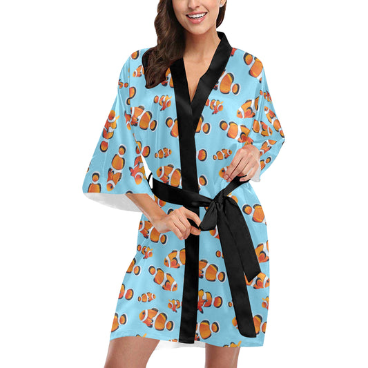 Clownfish Pattern Print Design 01 Women's Short Kimono