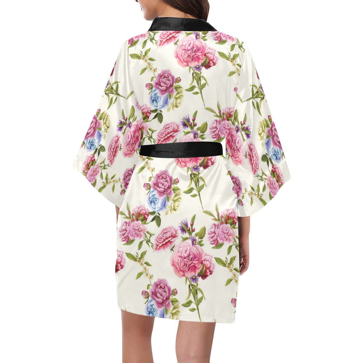 Carnations Pattern Print Design CN02 Women's Short Kimono