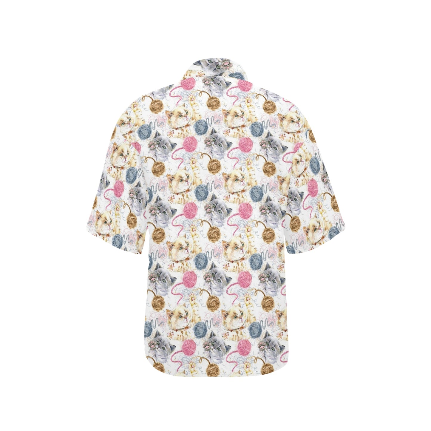 Cat Playing Yarn Pattern Print Design 07 Women's Hawaiian Shirt