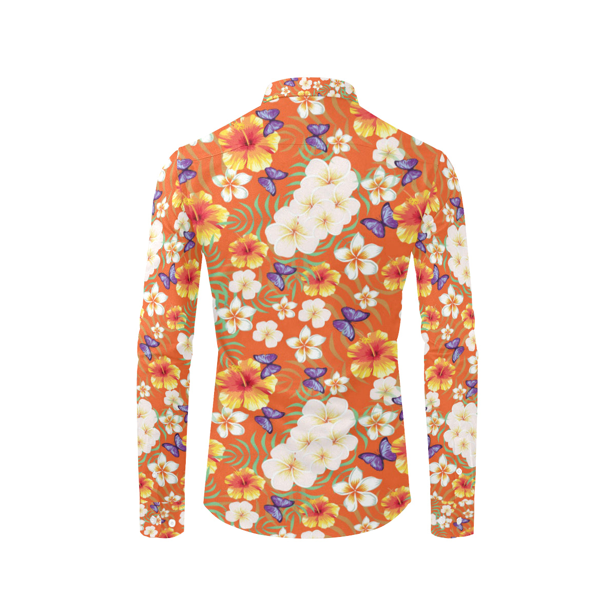 Tropical Flower Pattern Print Design TF027 Men's Long Sleeve Shirt
