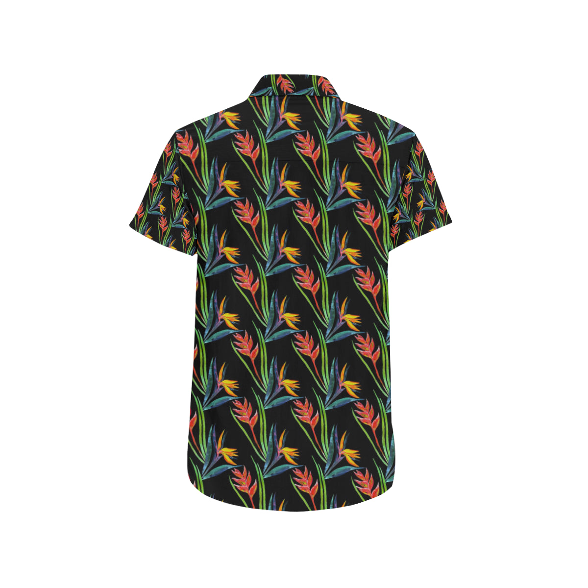 Heliconia Pattern Print Design HL04 Men's Short Sleeve Button Up Shirt
