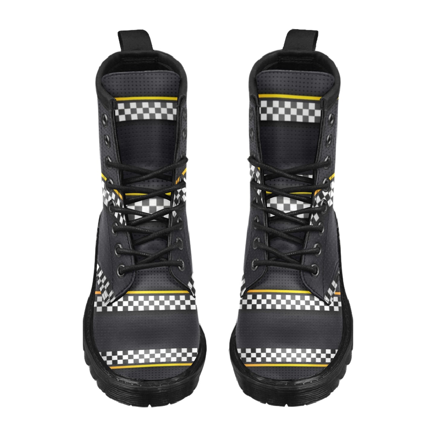 Checkered Flag Yellow Line Style Women's Boots