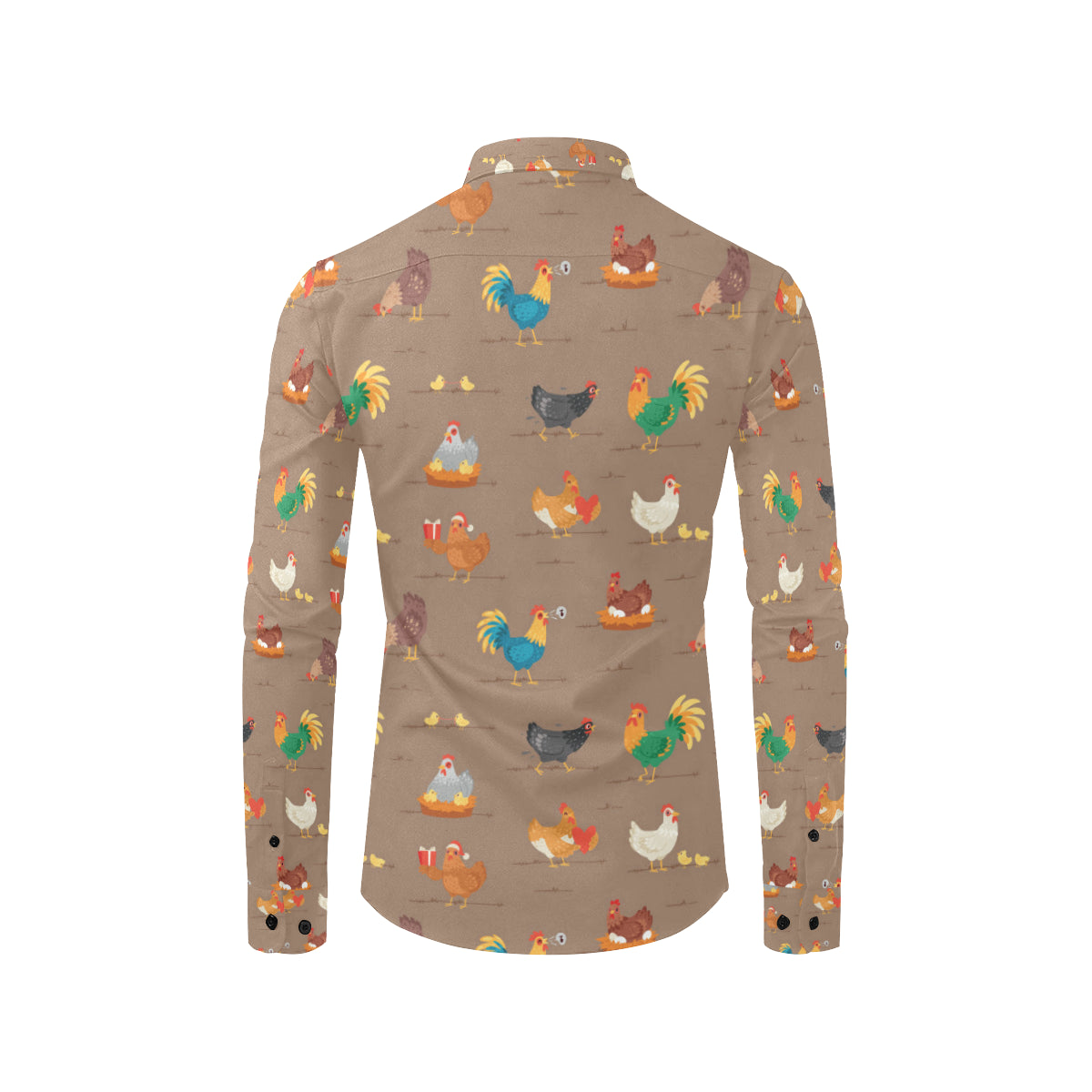 Chicken Happy Print Pattern Men's Long Sleeve Shirt