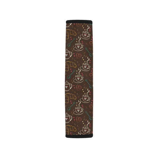 Coffee Pattern Print Design 06 Car Seat Belt Cover