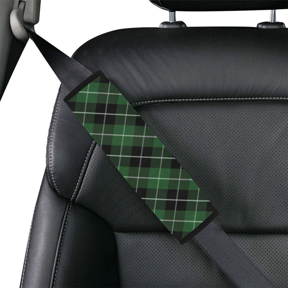 Plaid Green Pattern Print Design A05 Car Seat Belt Cover