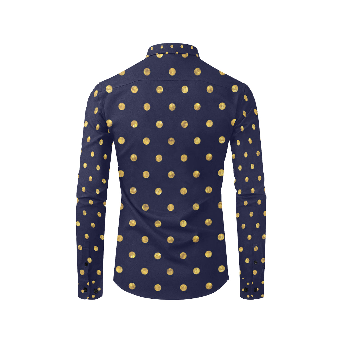 Polka Dot Gold Blue Pattern Print Design 02 Men's Long Sleeve Shirt