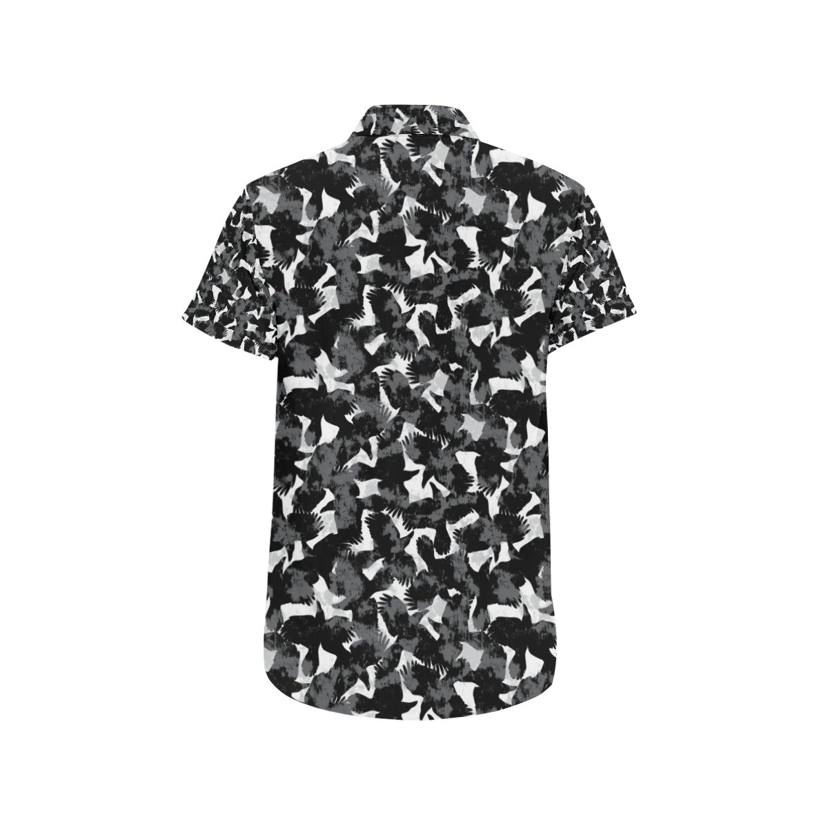 Crow Pattern Print Design 01 Men's Short Sleeve Button Up Shirt