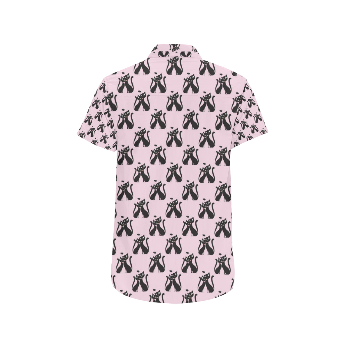 Black Cat Pattern Print Design 01 Men's Short Sleeve Button Up Shirt
