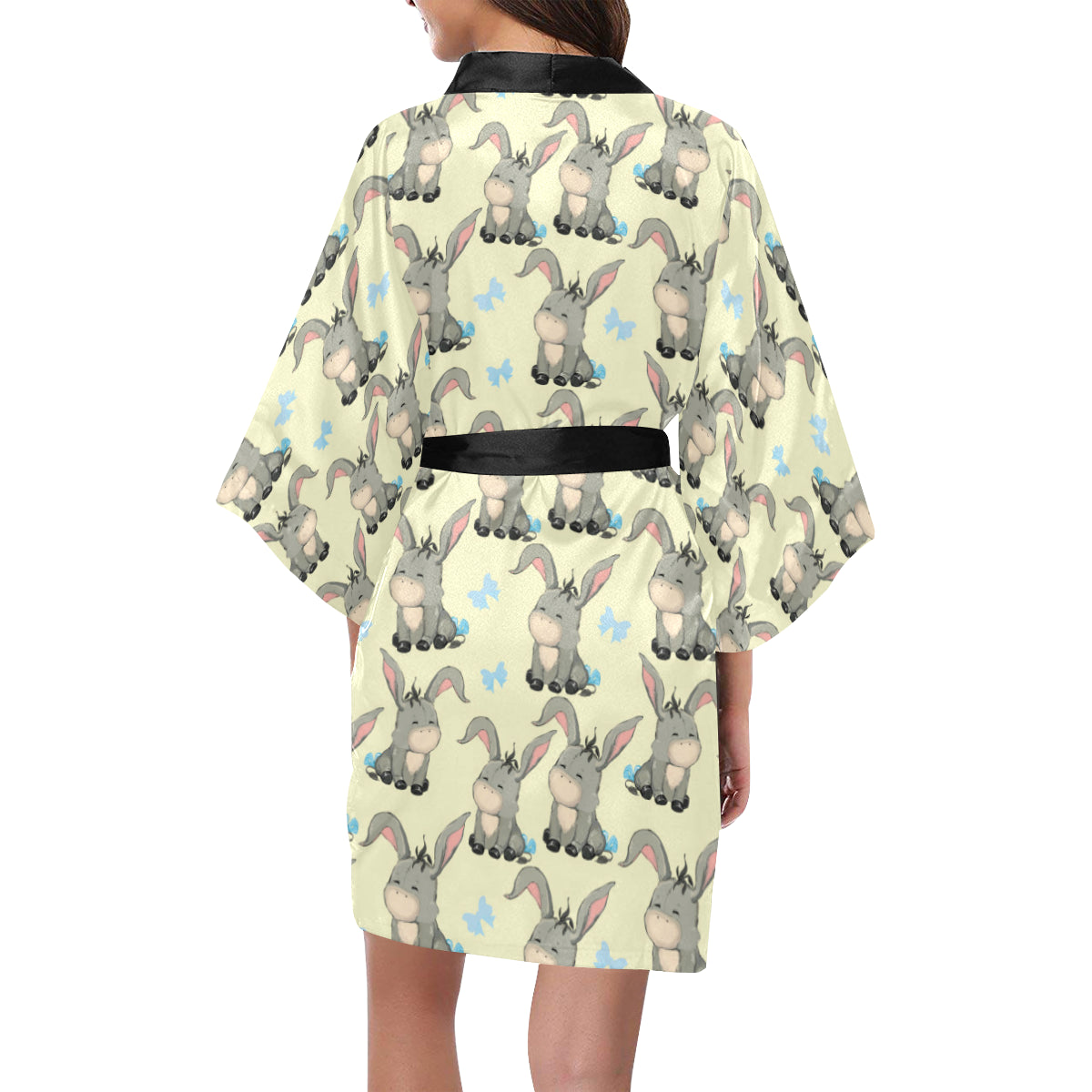 Donkey Baby Pattern Print Design 02 Women's Short Kimono