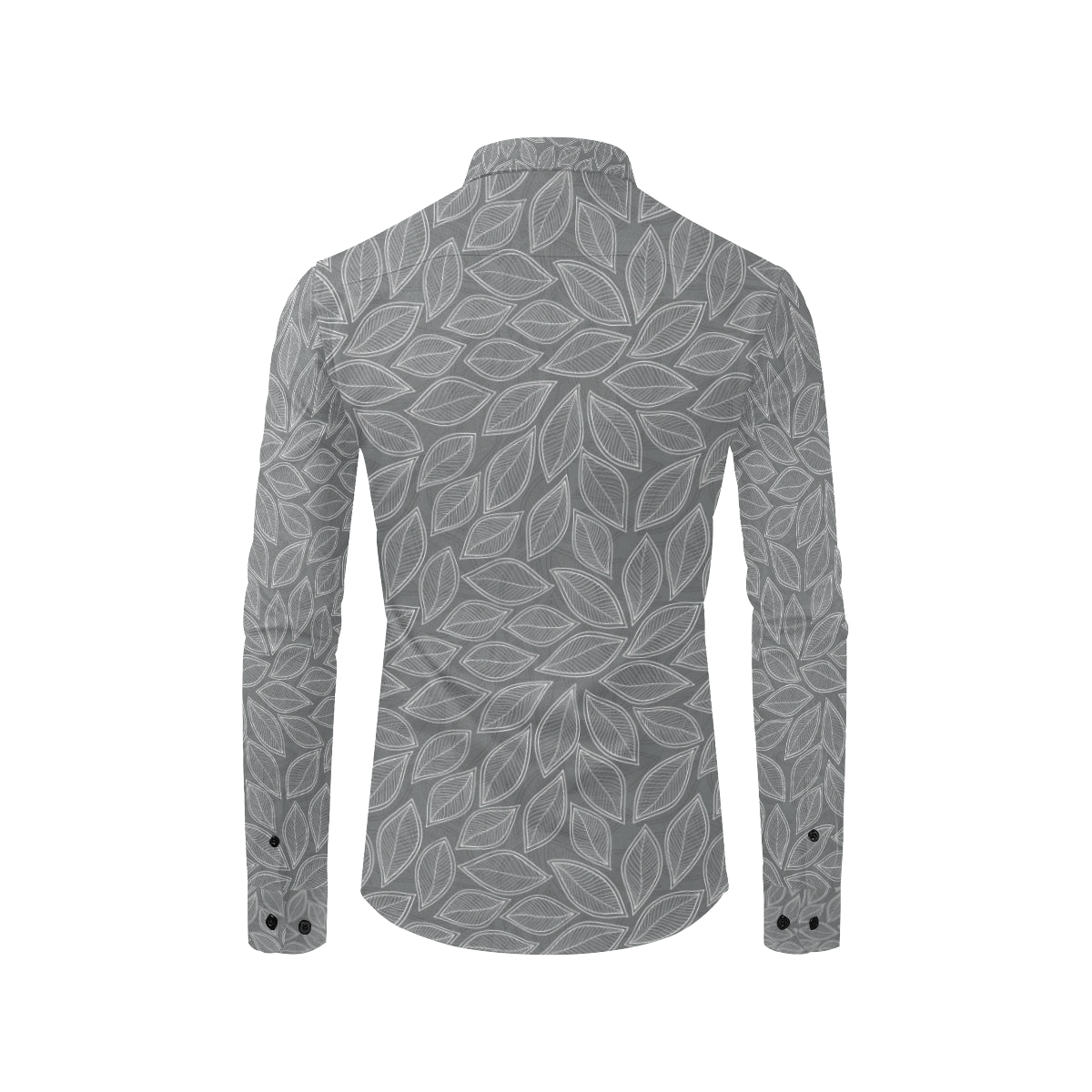 Elm Leave Grey Print Pattern Men's Long Sleeve Shirt