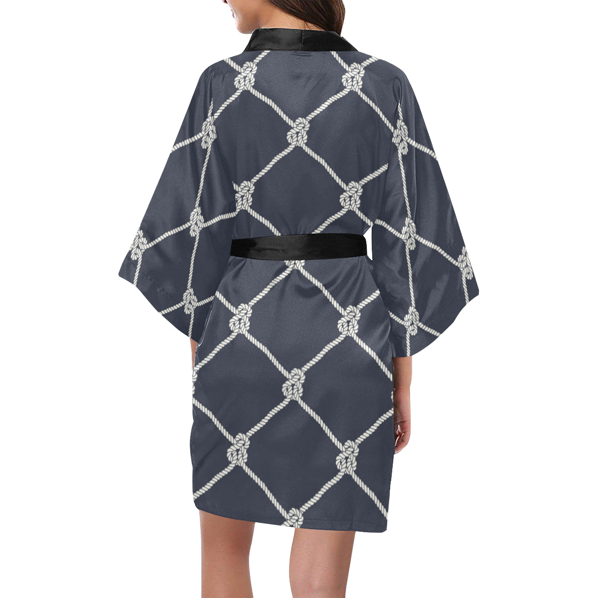 Rope Pattern Print Design A02 Women's Short Kimono