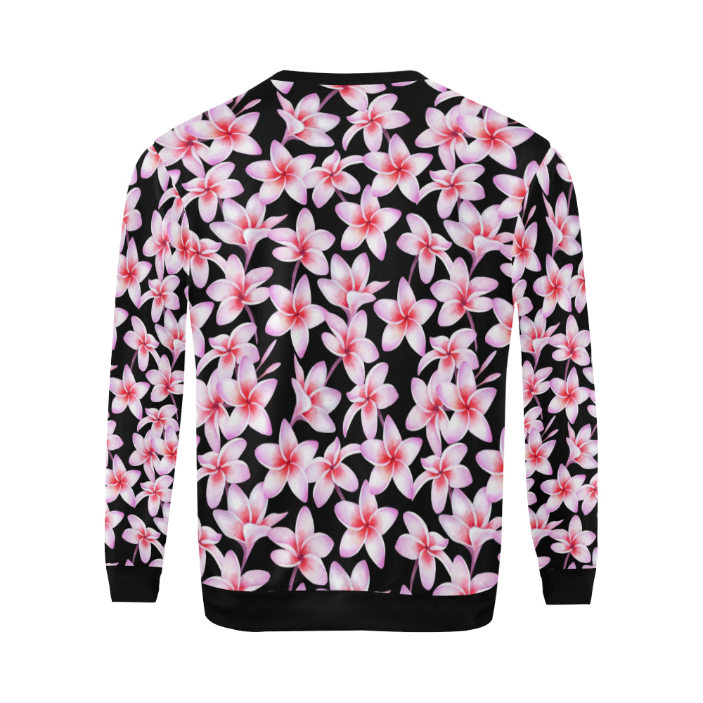 Pink Plumeria Pattern Print Design PM09 Men Long Sleeve Sweatshirt