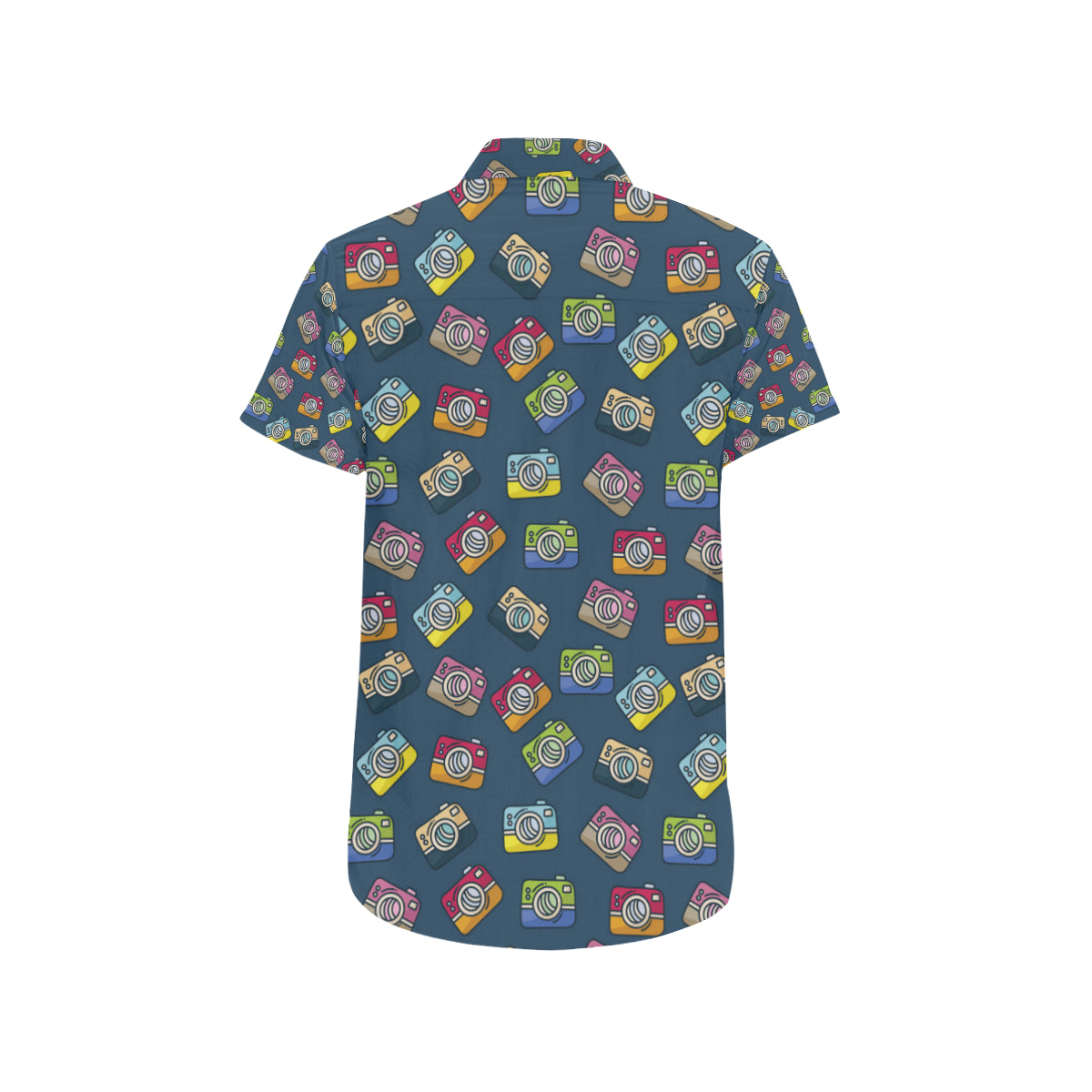 Camera Pattern Print Design 03 Men's Short Sleeve Button Up Shirt