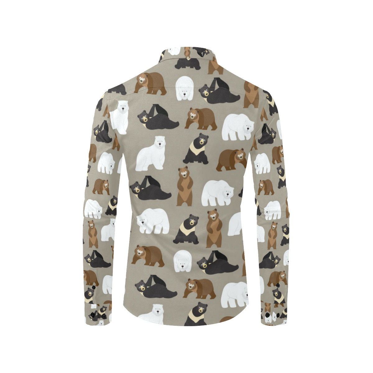 Bear Pattern Print Design BE03 Men's Long Sleeve Shirt